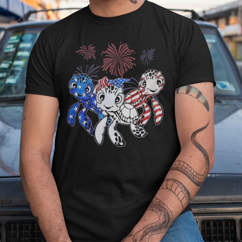 Best Turtles Usa Flag Fireworks 4th Of July Shirt 