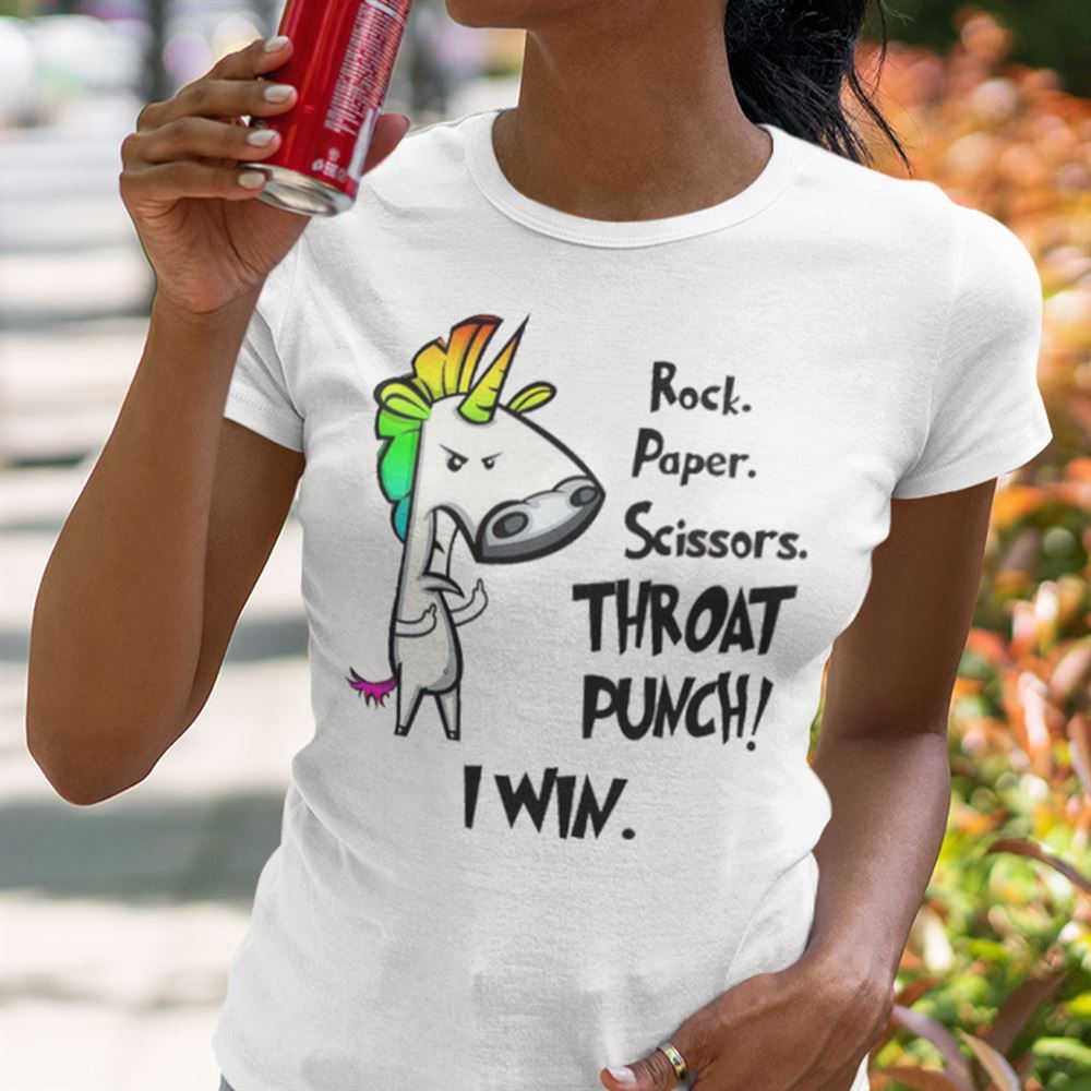 Special Unicorn T Shirt Rock Paper Scissors Throat Punch I Win 