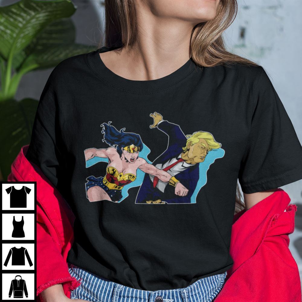 Attractive Wonder Woman Punching Trump Shirt 