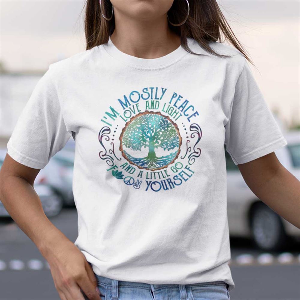 Interesting Yoga Shirt Tree Of Life Im Mostly Peace Love And Light 